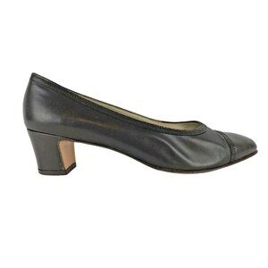 Salvatore Ferragamo Womens Florence Dk Brown Slip On Pump Heel Size US 8.5 AA‎